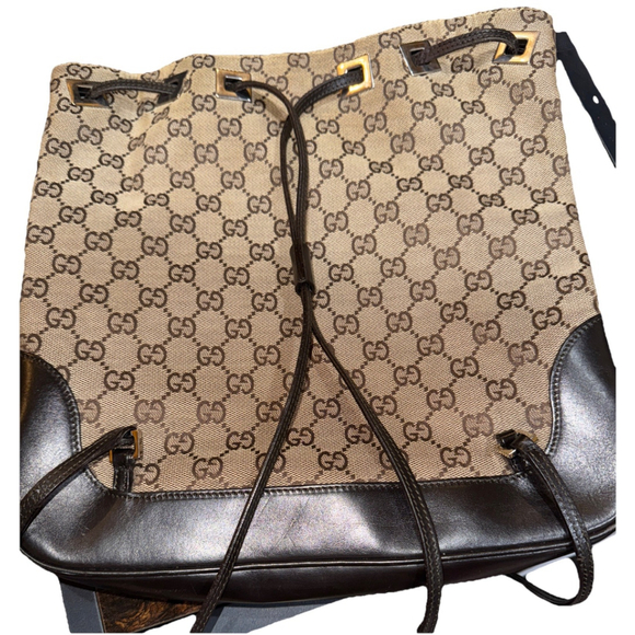GUCCI GG Monogram Canvas Drawstring Backpack Rucksack - Picture 2 of 16